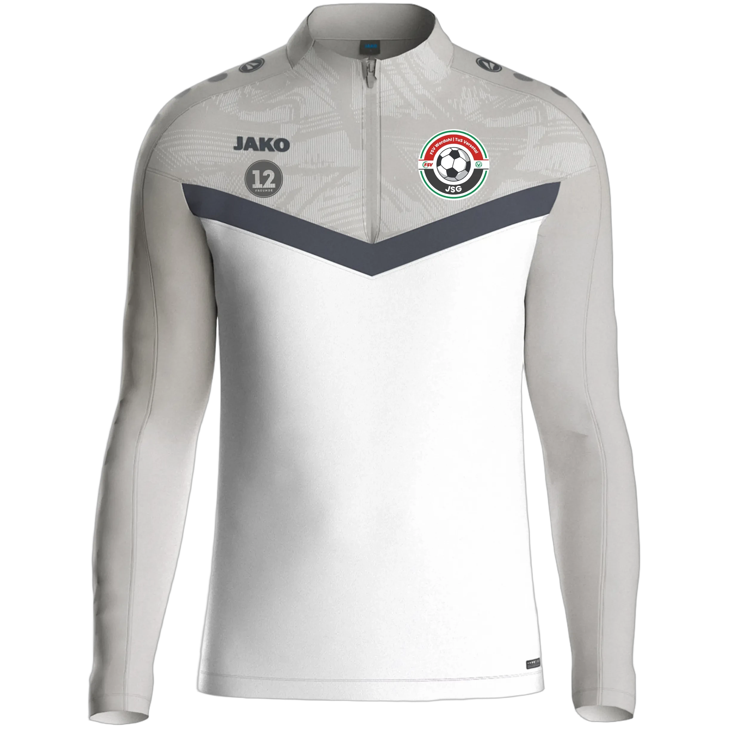 Jako Ziptop Iconic mit Wappen und Inis Trainer