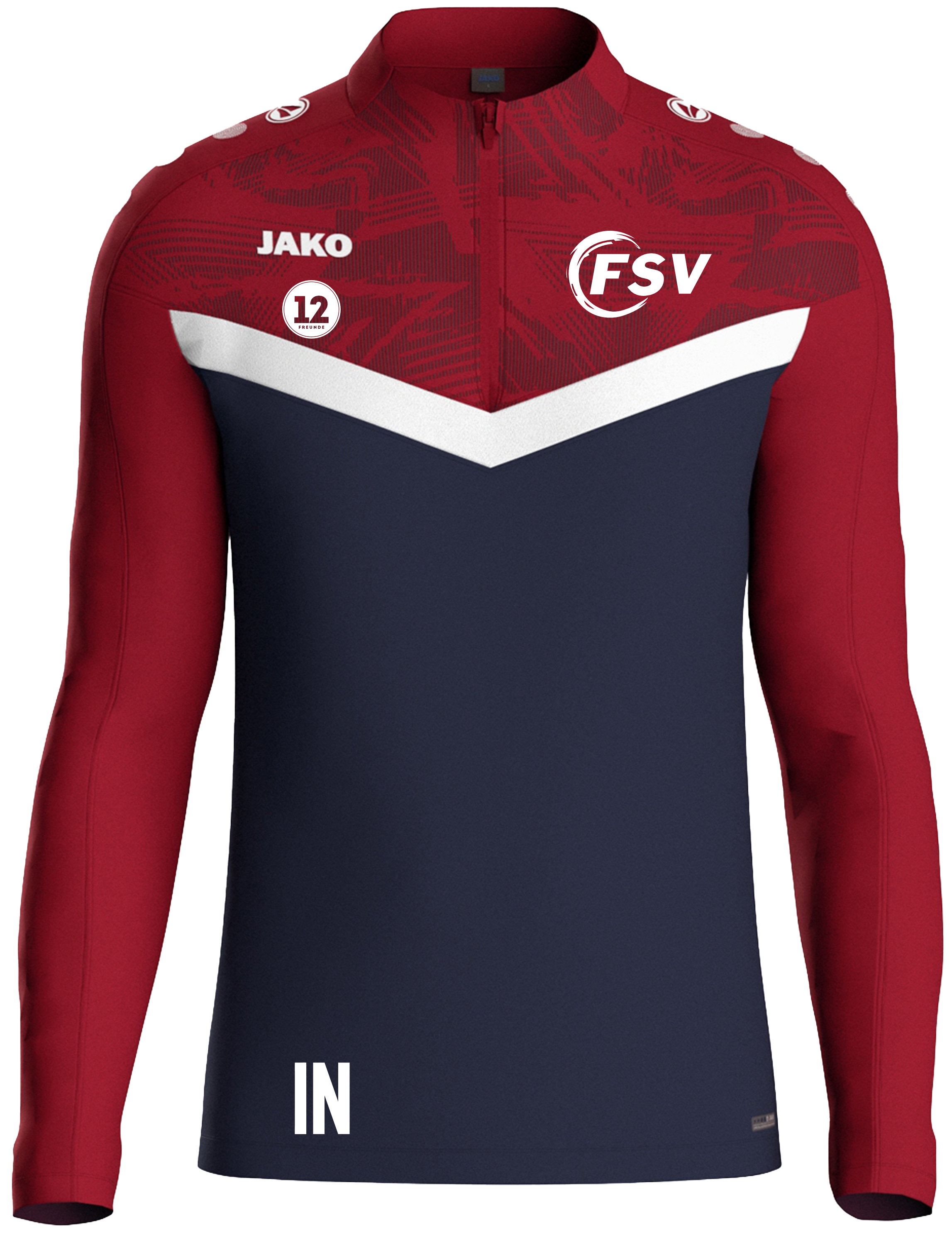 Jako Ziptop Iconic mit Logo Inis und Sponsor