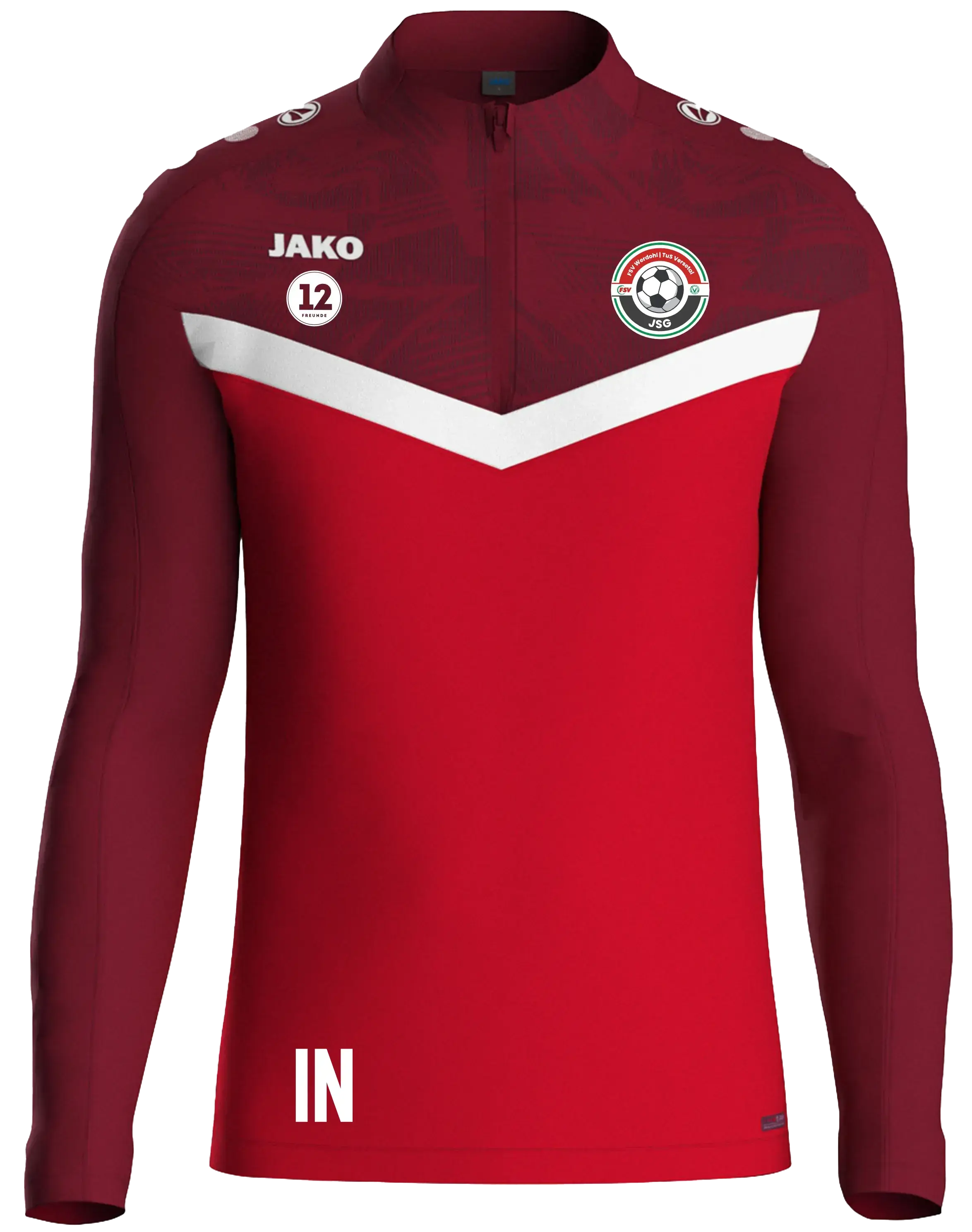 Jako Ziptop Iconic mit Logo Inis und Sponsor